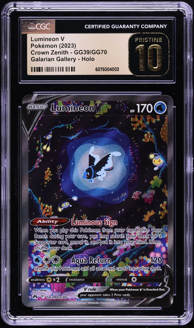 2023 #GG39 Full Art/Lumineon V CGC 10 Pristine Sword and Shield Crown Zenith Pokemon
