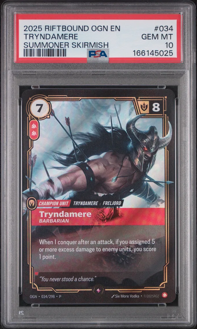 2025 #034 Tryndamere - Barbarian PSA 10 Riftbound: League of Legends Ogn-Origins