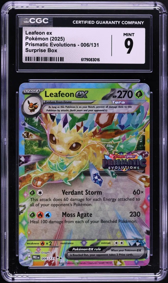 2025 Prismatic Evolutions - PRE EN - English Pokemon Scarlet & Violet Prismatic Evolutions Surprise Box Holo Leafeon ex #006/131 CGC 9