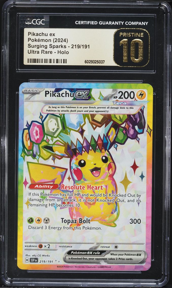 2024 \#219 Pikachu EX CGC 10 Pris