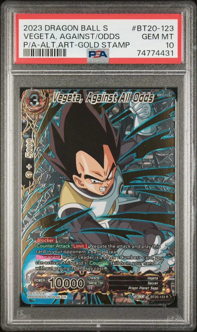 2023 #BT20-123 Vegeta, Against All Odds PSA 10 Dragon Ball Super Card Game Series 20 Power Absorbed