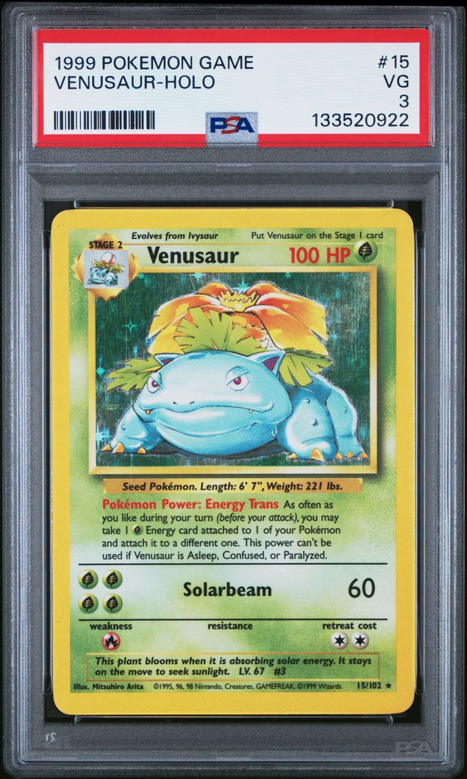 1999 #15 Venusaur-Holo PSA 3 Game Pokemon