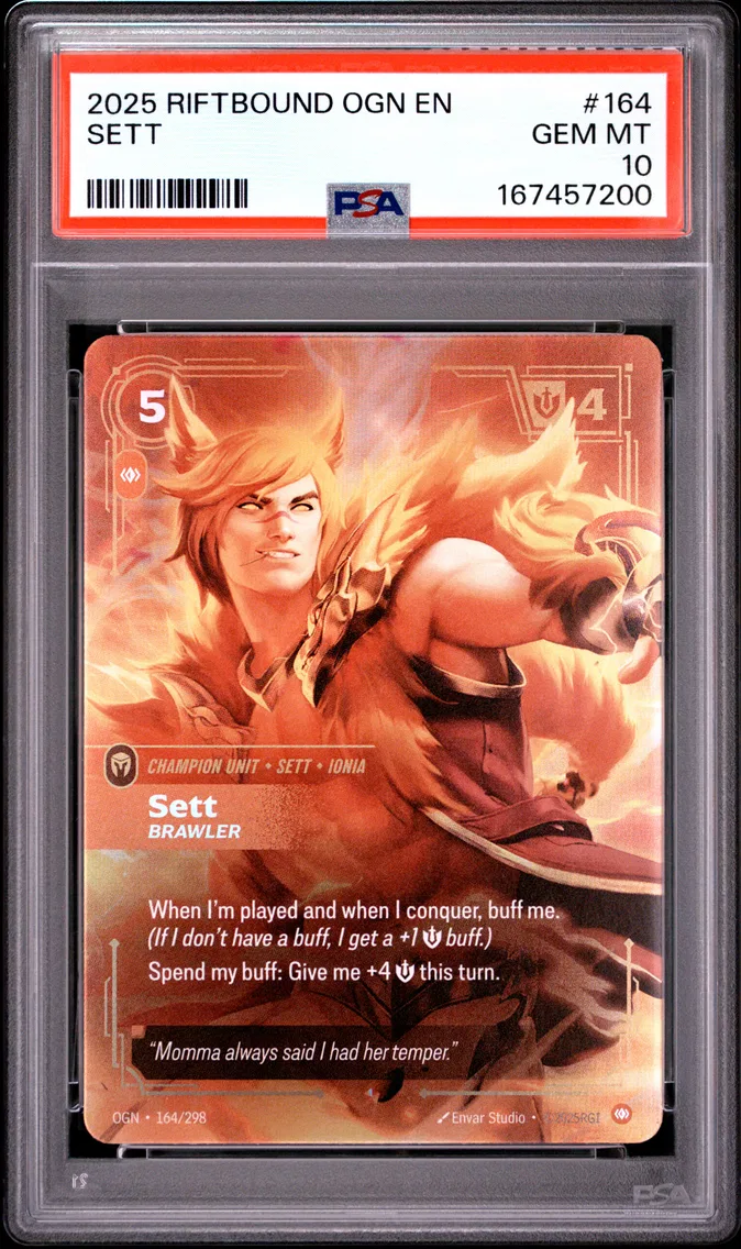2025 #164 Sett - Brawler PSA 10 Riftbound: League of Legends Ogn-Origins