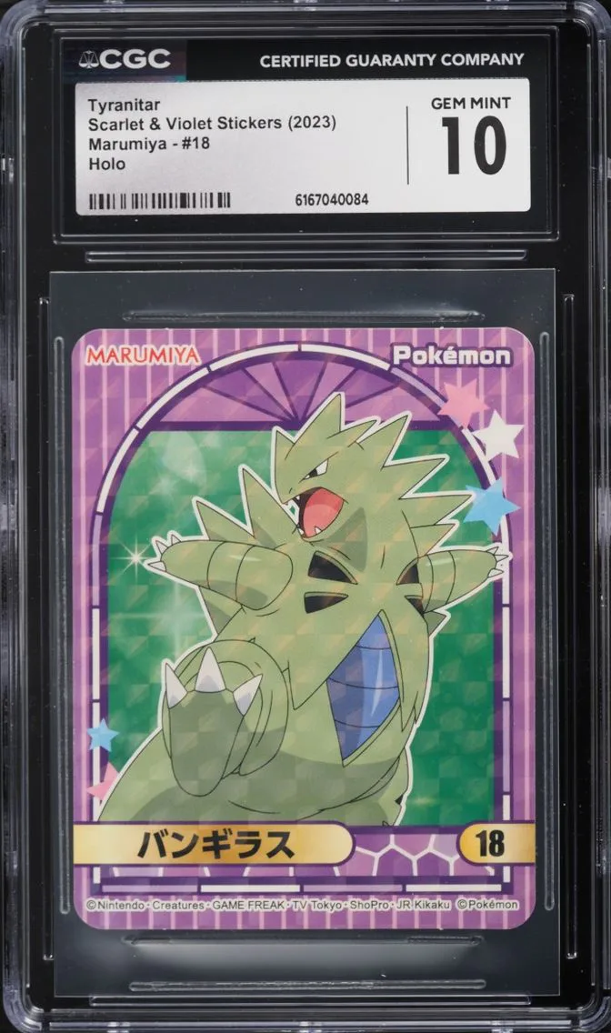 2023 Pokemon Japanese Scarlet & Violet Stickers Marumiya Holo Tyranitar #18 CGC 10 GEM MINT