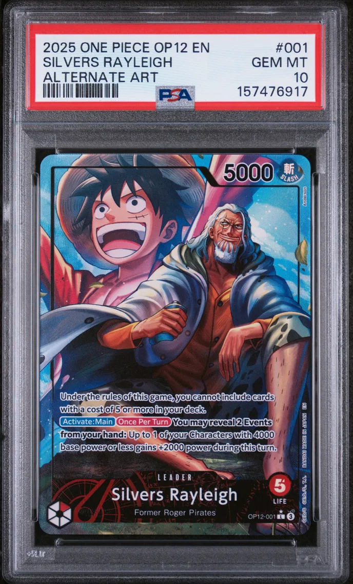 2025 #001 Silvers Rayleigh PSA 10 One Piece OP12-Legacy of the Master