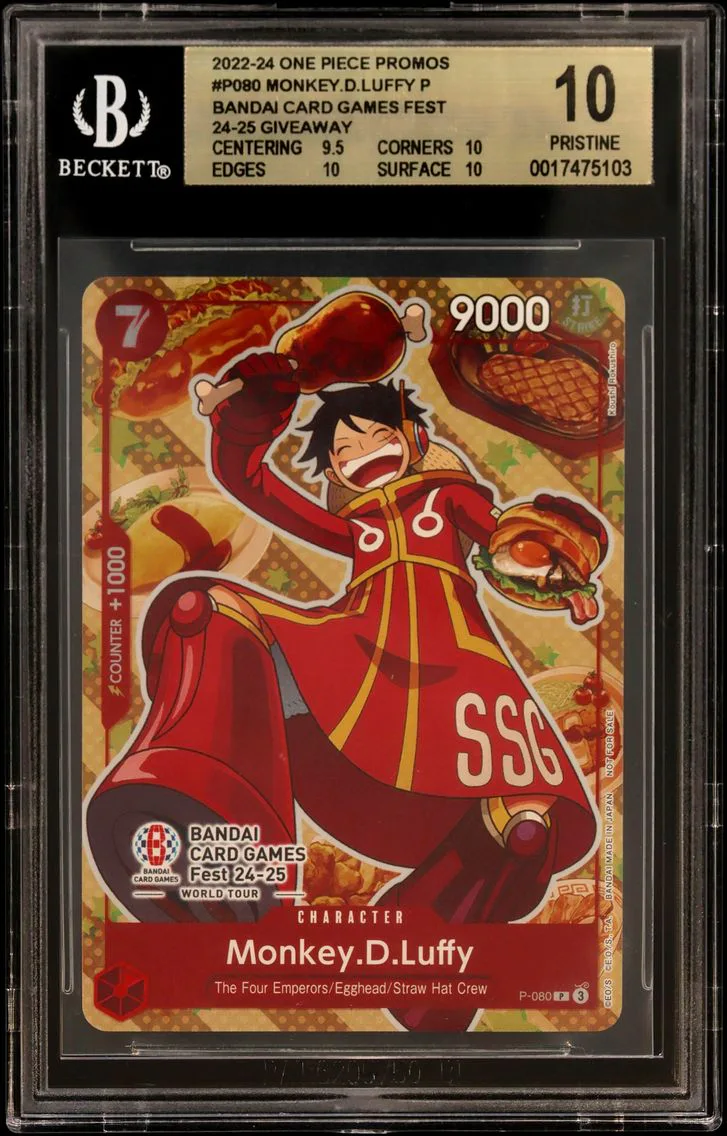 2022 #P080 Monkey.D.Luffy P/(BANDAI CARD GAMES Fest 24-25 Giveaway) BGS 10 One Piece Card Game Promos