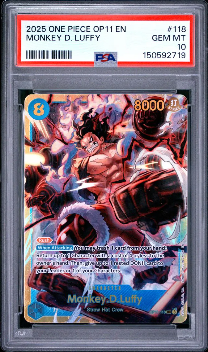 2025 #118 Monkey D. Luffy PSA 10 One Piece OP11-A Fist of Divine Speed