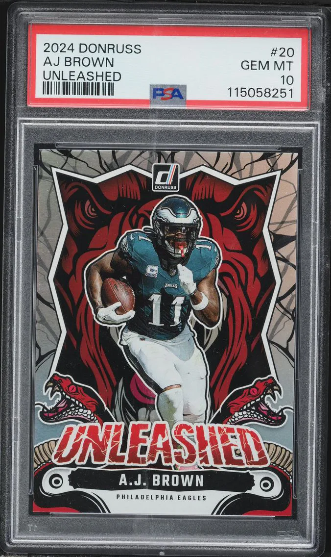 2024 #20 AJ Brown PSA 10 Panini Donruss Unleashed Football
