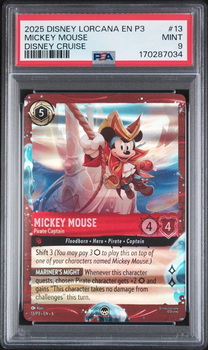 2025 #13 Mickey Mouse - Pirate Captain PSA 9 Disney Lorcana EN P3-Promo