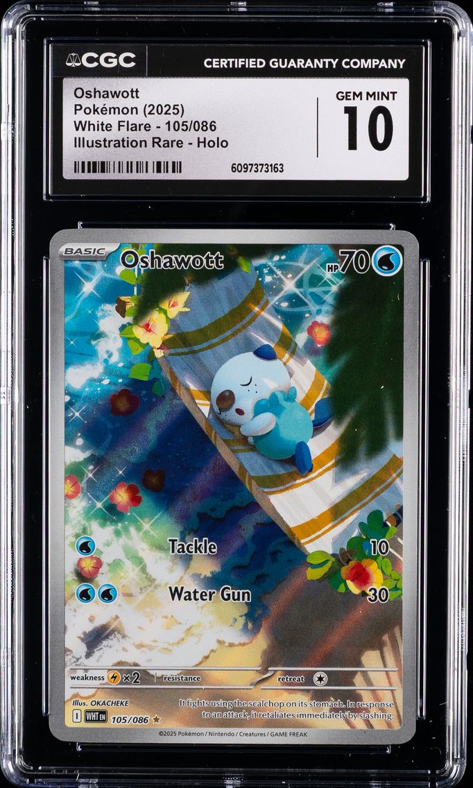 2025 #105 Oshawott CGC 10 Wht EN-White Flare Pokemon