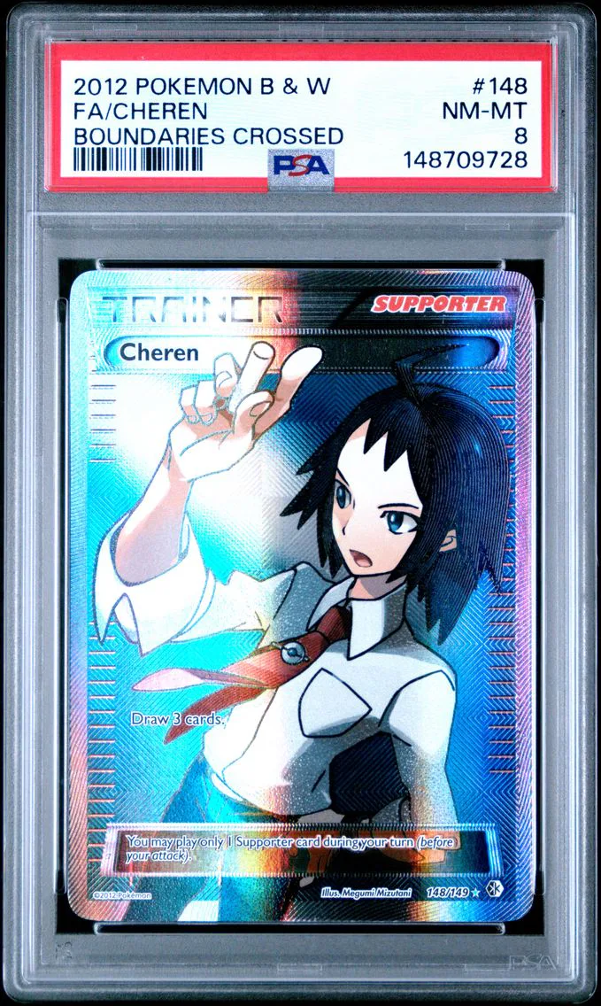 2012 #148 Full Art/Cheren PSA 8 Black & White Boundaries Crossed Pokemon