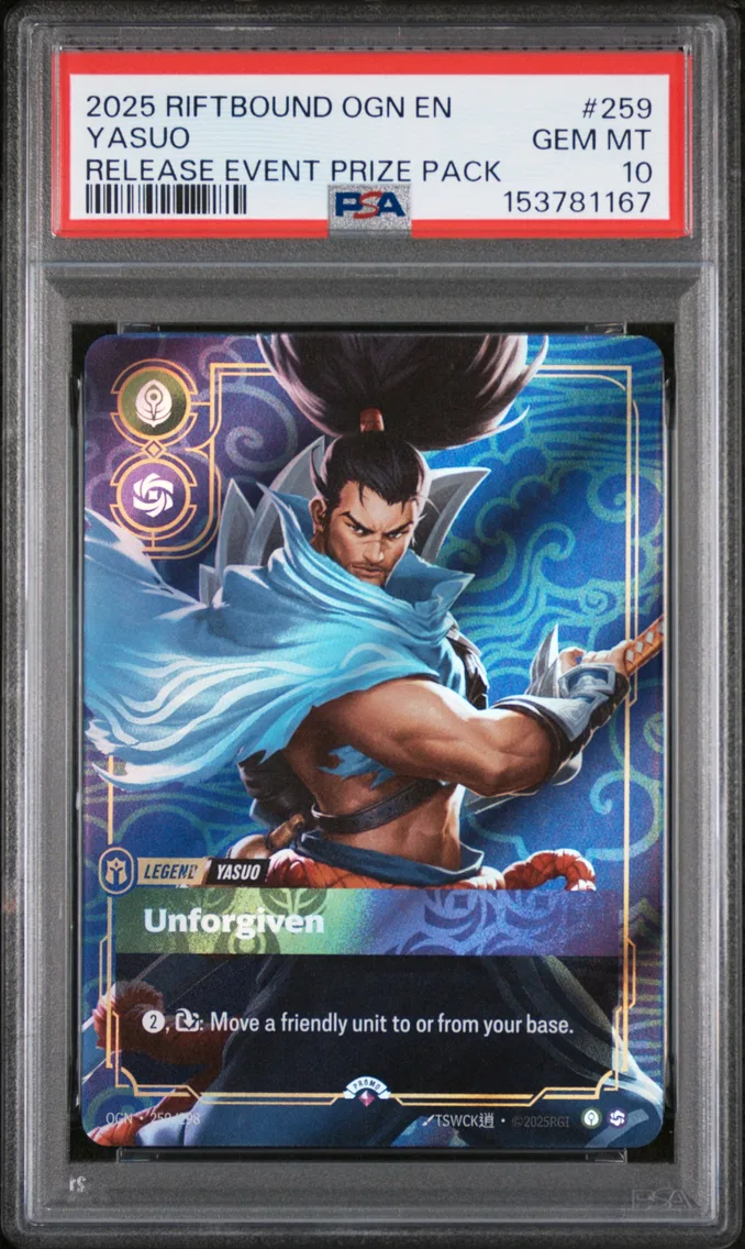 2025 #259 Yasuo - Unforgiven PSA 10 Riftbound: League of Legends Ogn-Origins