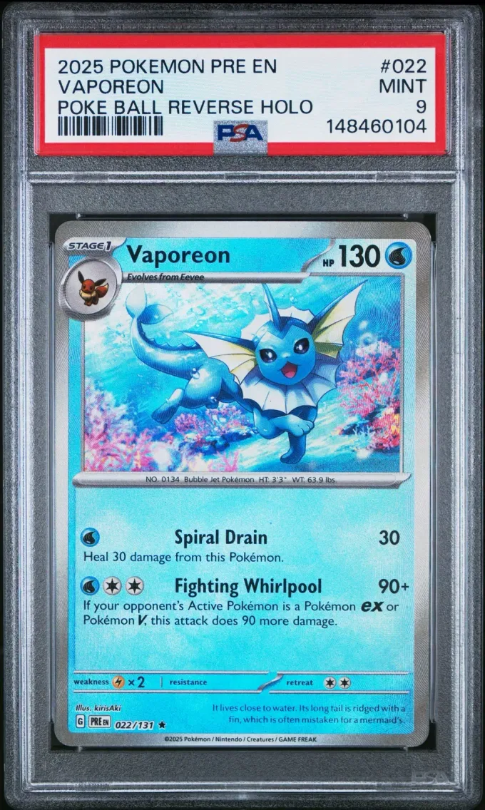 2025 #022 Vaporeon PSA 9 Pre EN-