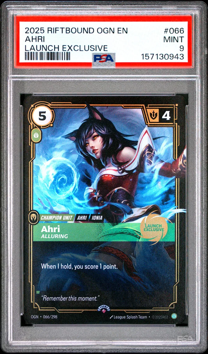2025 #066 Ahri - Alluring PSA 9 Riftbound: League of Legends Ogn-Origins