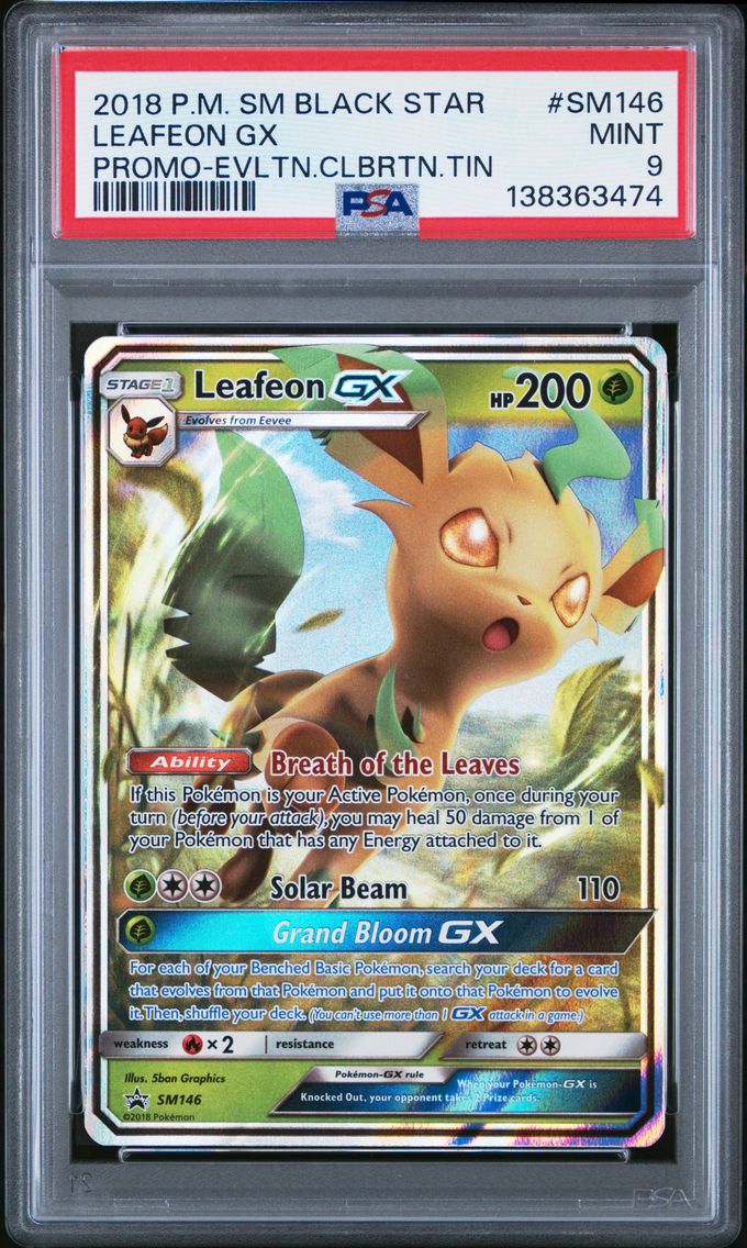2018 #SM146 Leafeon GX PSA 9 SM Black Star Promo Pokemon