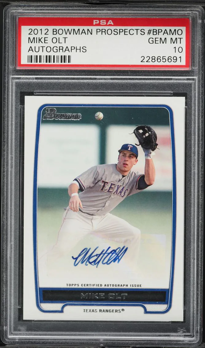 2012 #BPAMO Mike Olt PSA 10 Bowman Prospects Autographs Baseball