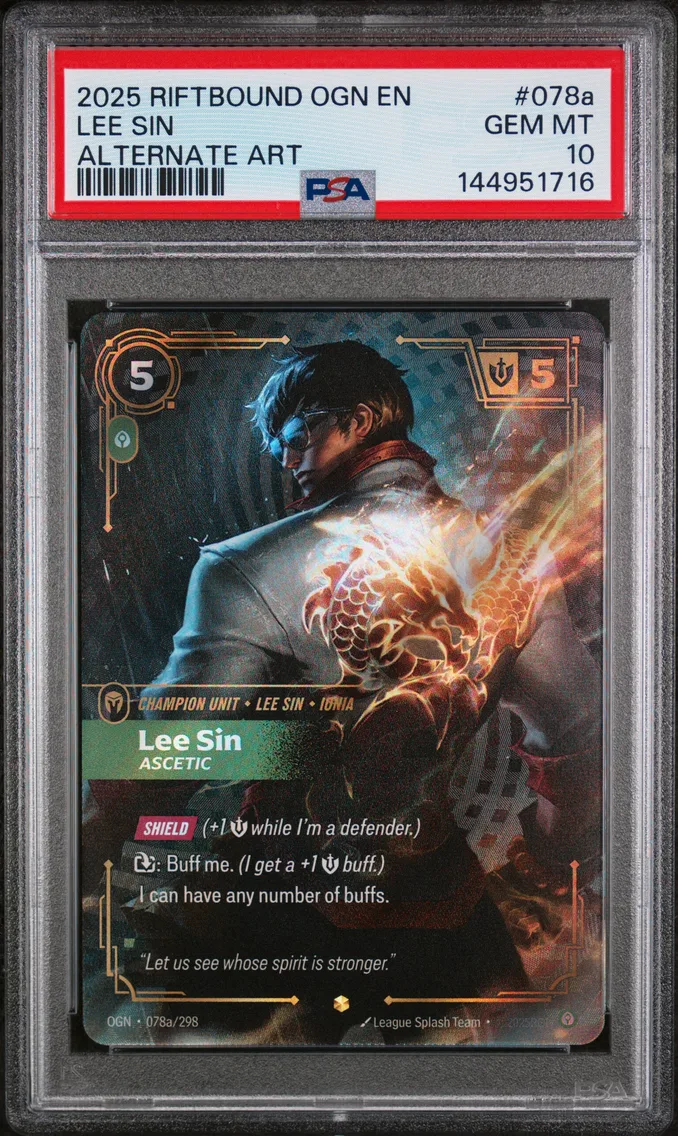 2025 #078a Lee Sin - Ascetic PSA 10 Riftbound: League of Legends Ogn-Origins