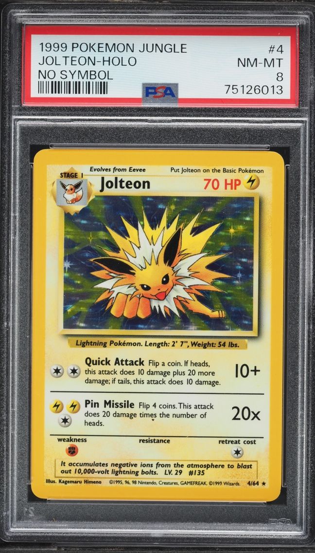 1999 #4 Jungle No Symbol Holo Jolteon NM-MT PSA 8 Pokemon