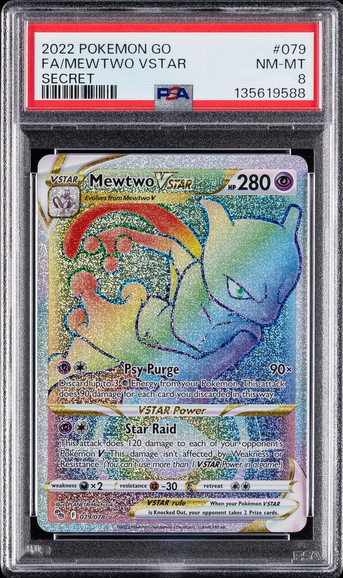 2022 #079 Full Art/Mewtwo Vstar PSA 8 Go Pokemon