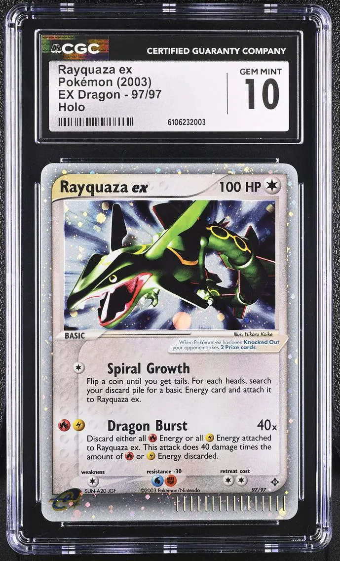 2003 #97 Rayquaza ex CGC 10 EX Dragon (2003 Copyright, w/ "e" Symbol) - English