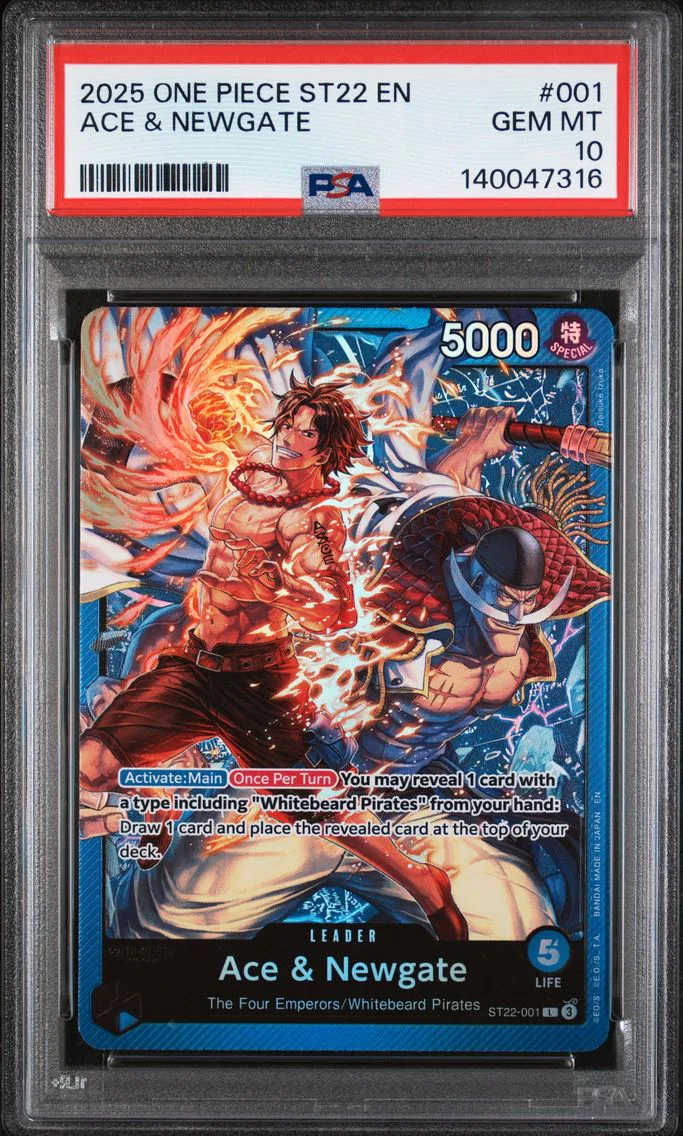 2025 #001 Ace & Newgate PSA 10 One Piece Starter Deck ST22-Ace & Newgate