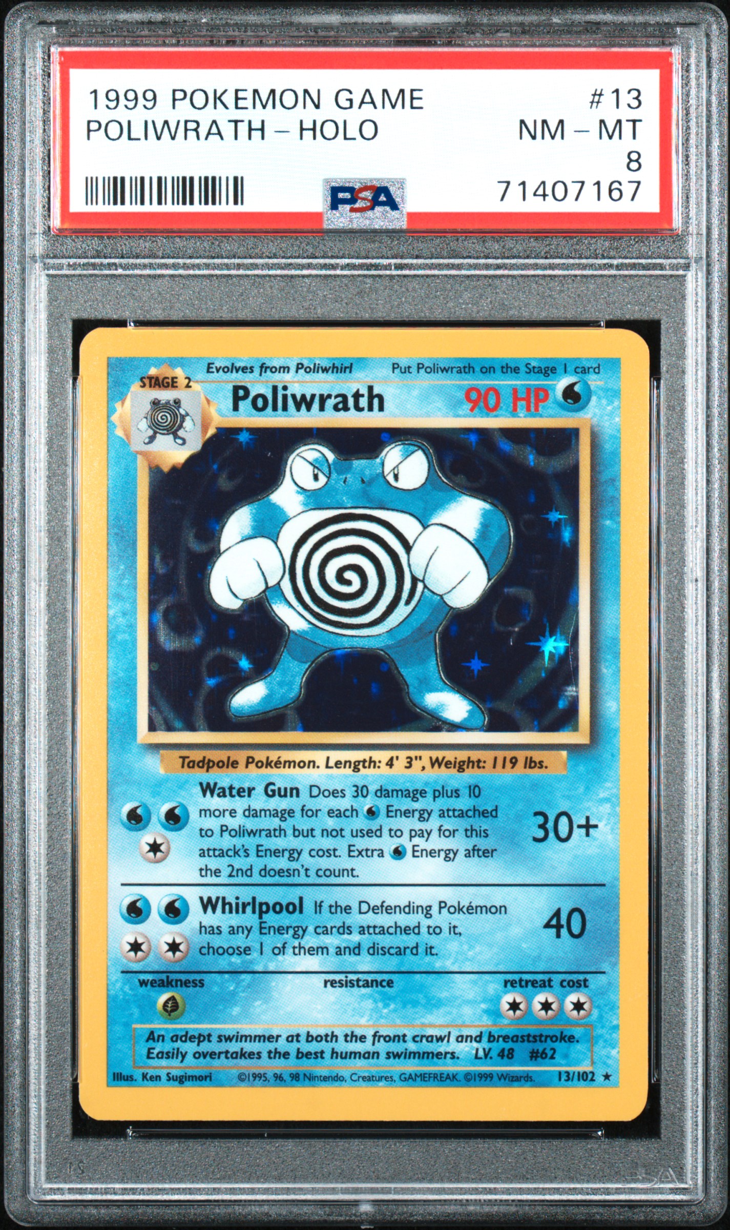 1999 #13 Poliwrath-Holo PSA 8 Game