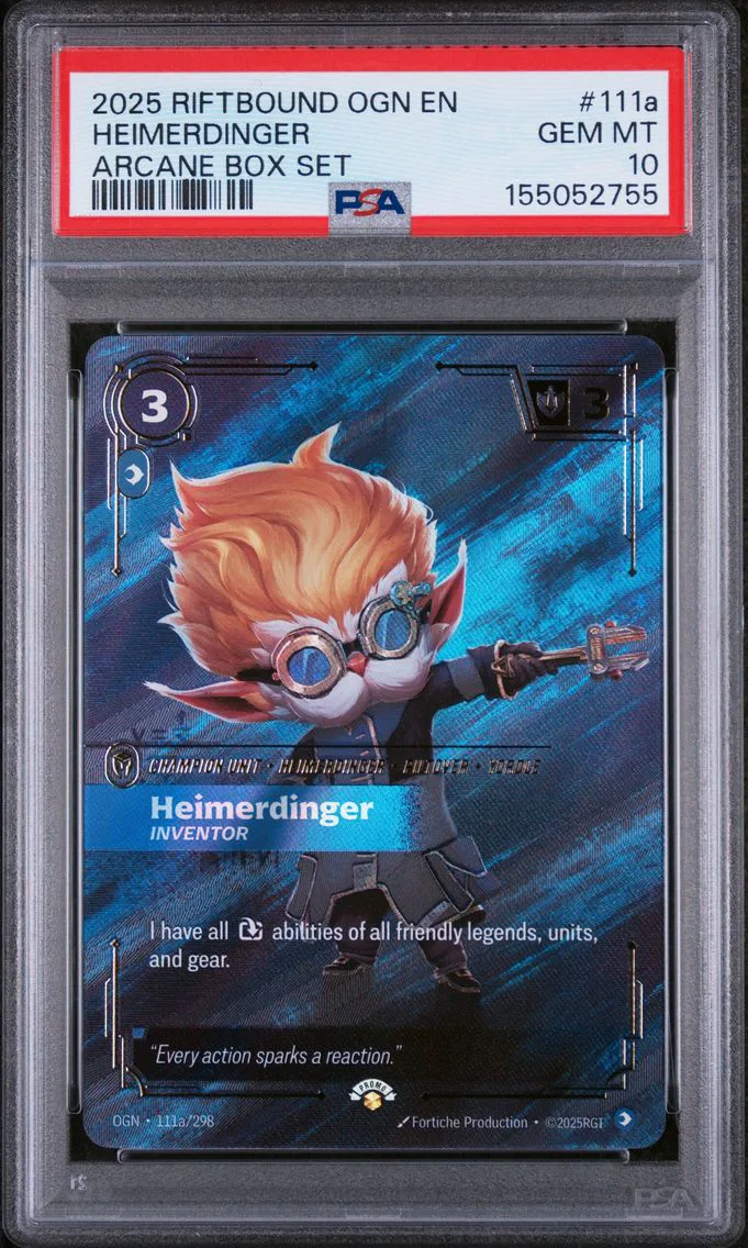 2025 #111a Heimerdinger - Inventor PSA 10 Riftbound: League of Legends Ogn-Origins