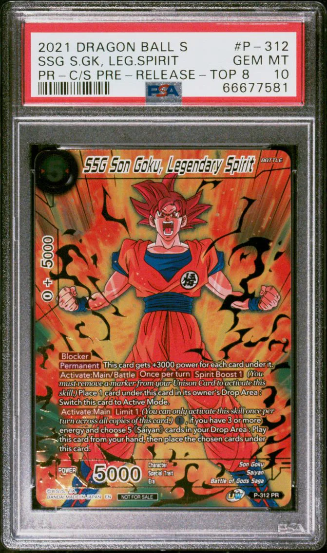 2021 #P-312 Ssg Son Goku, Legendary Spirit PSA 10 Dragon Ball Super Card Game Series 14 Cross Spirits Pre-Release Promos