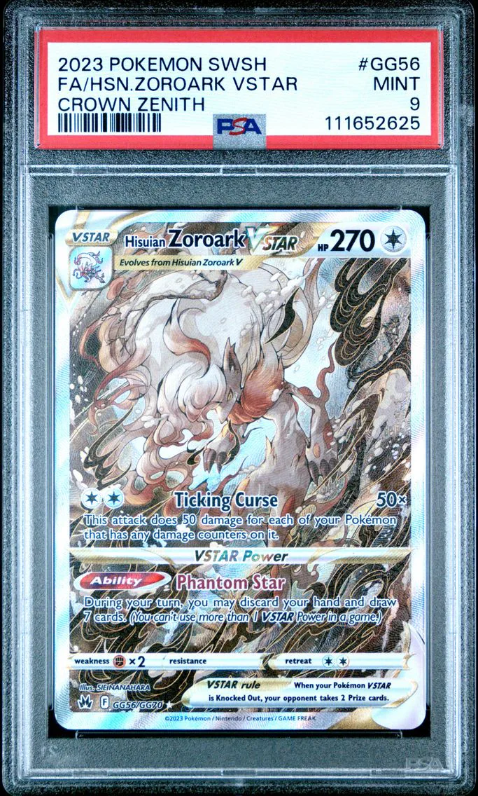 2023 #GG56 Full Art/Hisuian Zoroark Vstar PSA 9 Sword and Shield Crown Zenith