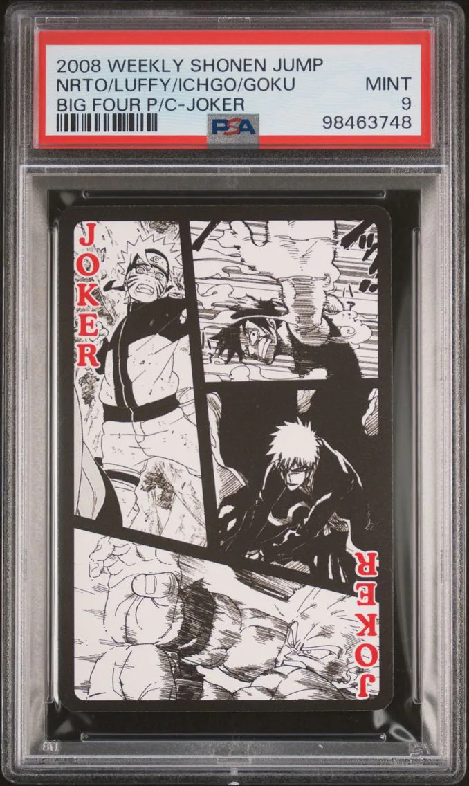 2008 #NA Ichigo Kurosaki/Monkey D. Luffy/Naruto Uzumaki/Son Goku PSA 9 Weekly Shonen Jump 40th Anniversary Big Four Contest Playing Cards