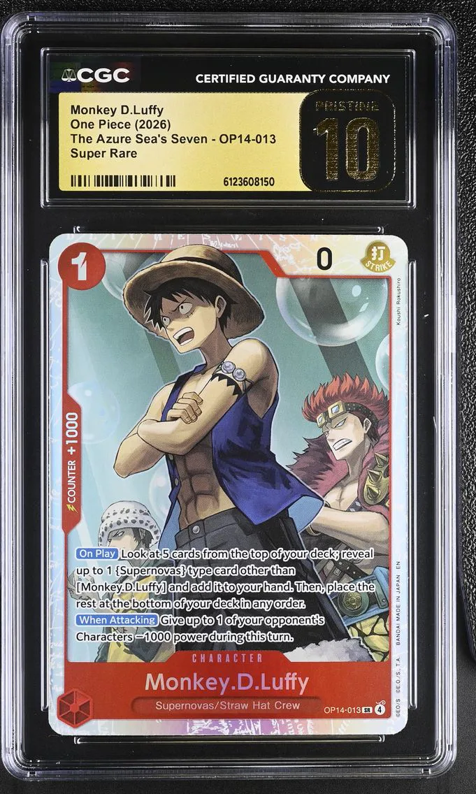 2026 #OP14-013 Monkey D.Luffy CGC 10 Pristine The Azure Sea's Seven (OP14-EB04) - English