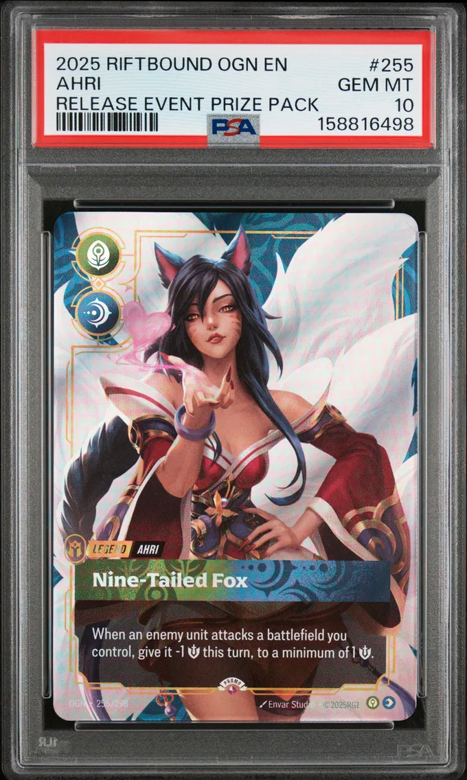 2025 #255 Ahri - Nine-Tailed Fox PSA 10 Riftbound: League of Legends Ogn-Origins