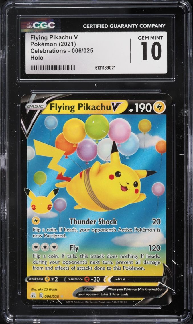 2021 Pokemon Sword & Shield Celebrations Holo Flying Pikachu V #6 CGC 10 GEM MINT