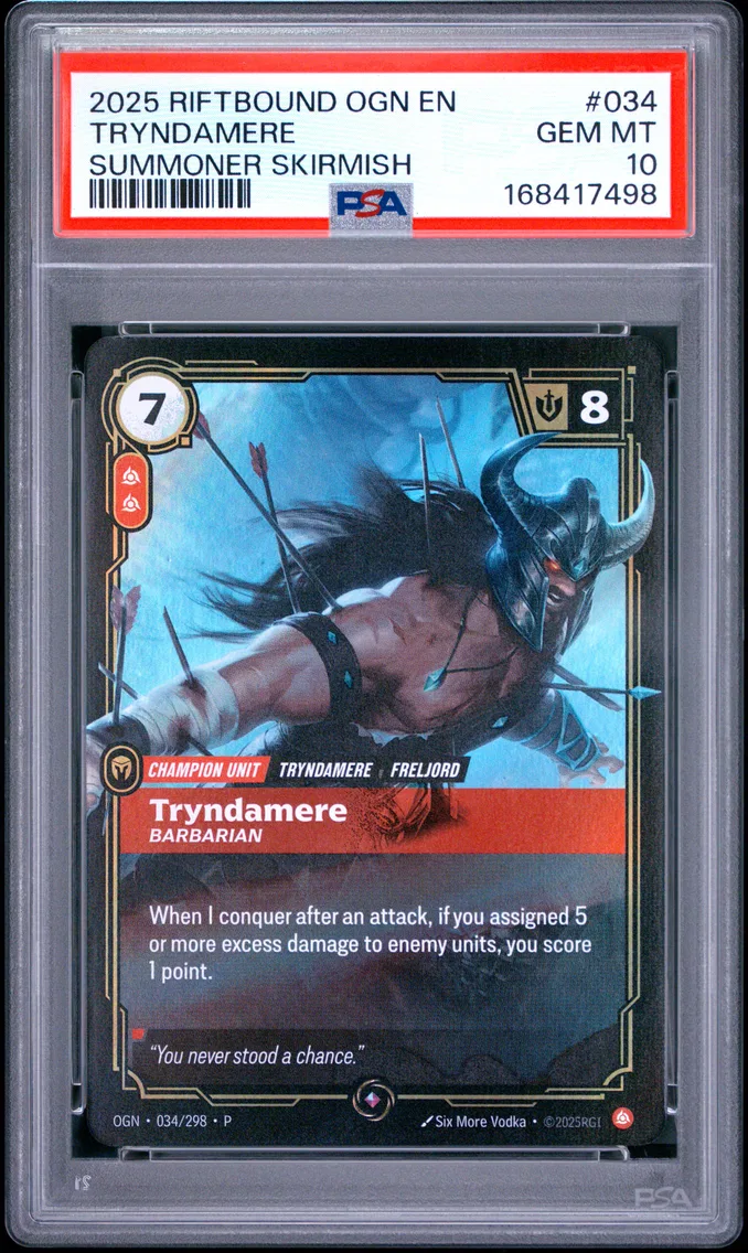 2025 #034 Tryndamere - Barbarian PSA 10 Riftbound: League of Legends Ogn-Origins
