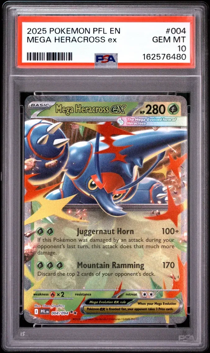 2025 Pokemon Pfl EN-Phantasmal Flames Mega Heracross EX Pfl EN-Phantasmal Flames #004 PSA 10