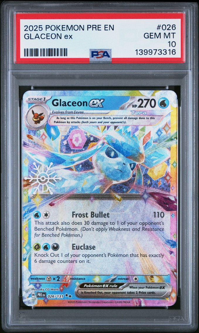 2025 #026 Glaceon EX PSA 10 Pre EN-Prismatic Evolutions Pokemon