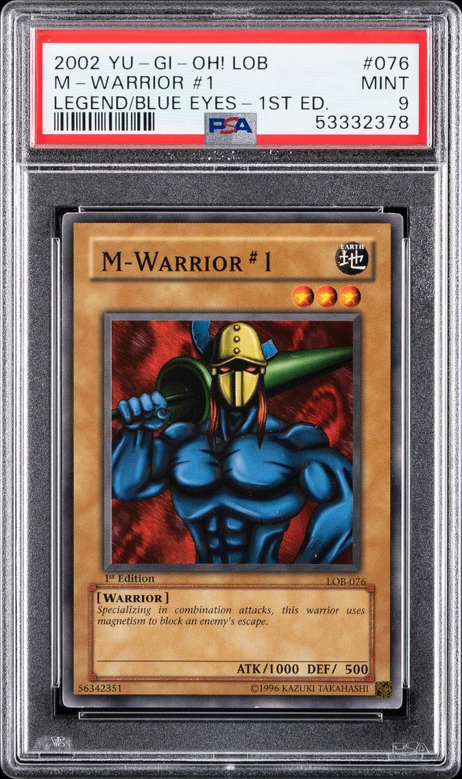 2002 #076 M-WARRIOR #1 PSA 9 YU-GI-OH! LOB-LEGEND OF BLUE EYES WHITE DRAGON | 1ST EDITION