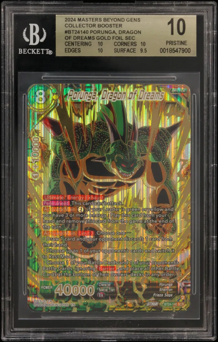 2024 #BT24140 Porunga, Dragon of Dreams GOLD FOIL SCR BGS 10 Dragon Ball Super Masters Beyond Generations Collector Booster