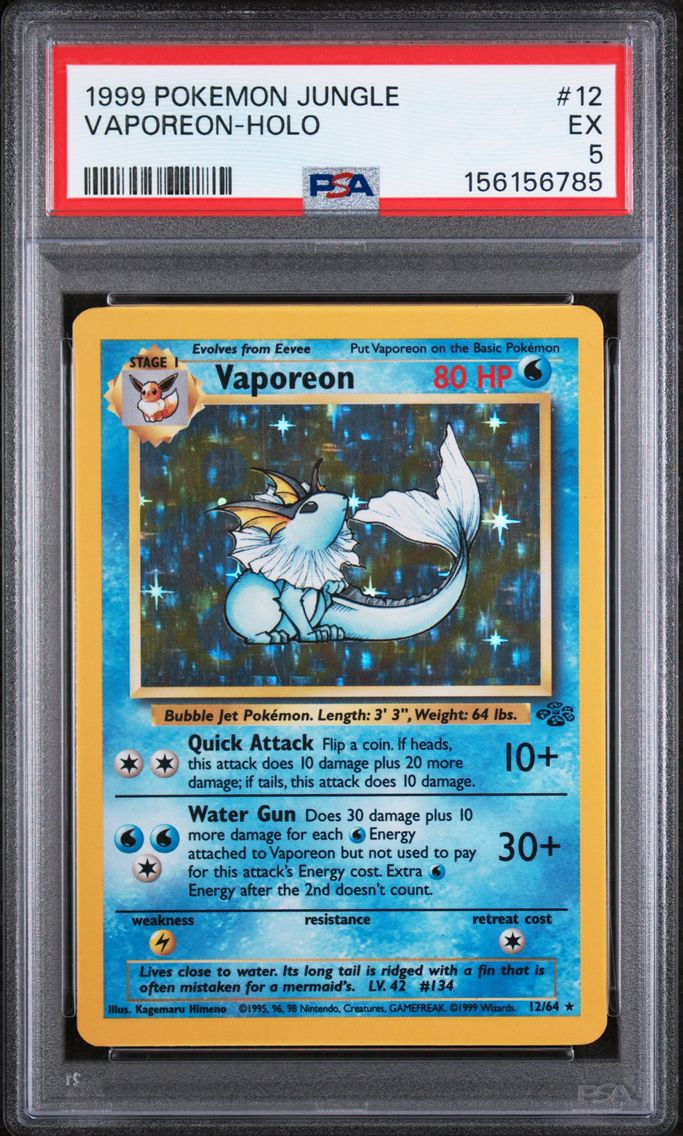 1999 #12 Vaporeon-Holo PSA 5 Jungle