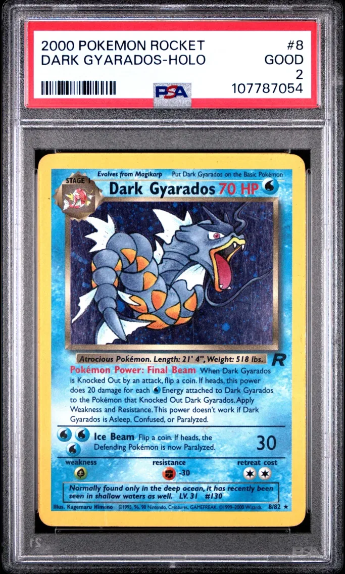 2000 Pokemon Rocket Dark Gyarados-Holo Rocket #8 PSA 2