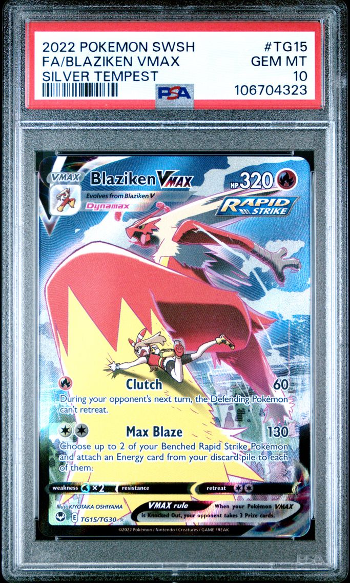 2022 #TG15 Full Art/Blaziken Vmax PSA 10 Sword & Shield Silver Tempest