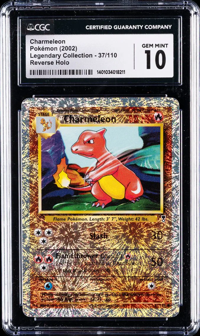 2002 #37 Charmeleon-Reverse Foil CGC 10 Legendary Collection Pokemon