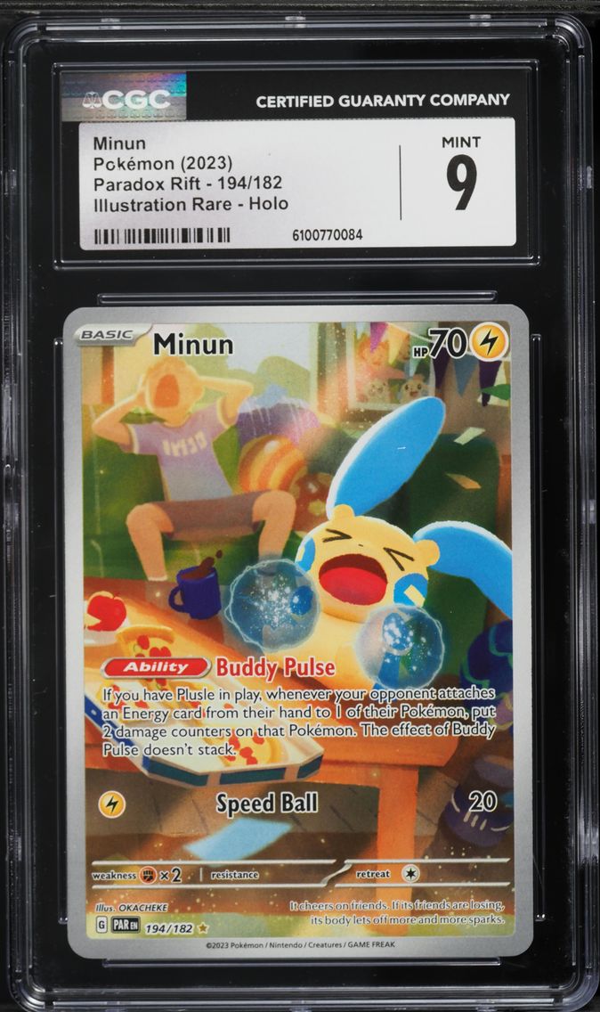 2023 #194 Minun CGC 9 Par EN-Paradox Rift Pokemon