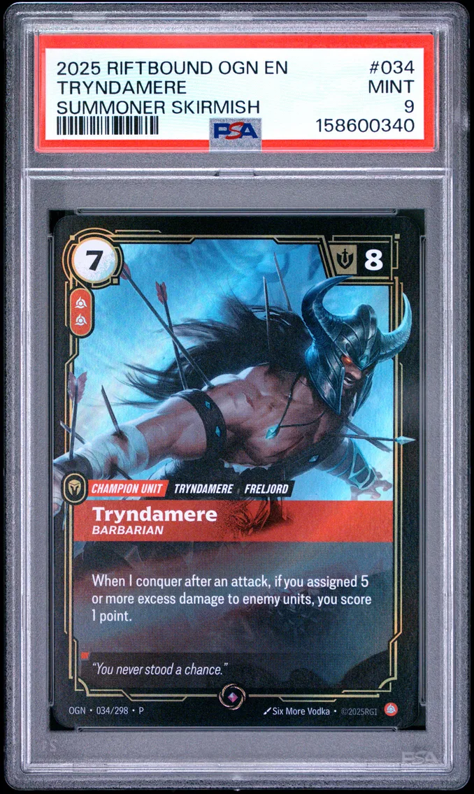 2025 #034 Tryndamere - Barbarian PSA 9 Riftbound: League of Legends Ogn-Origins