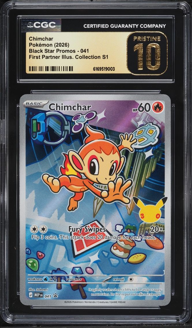 2026 Pokemon Mega Promo First Partner Illustration Full Art Chimchar #41 CGC 10 PRISTINE