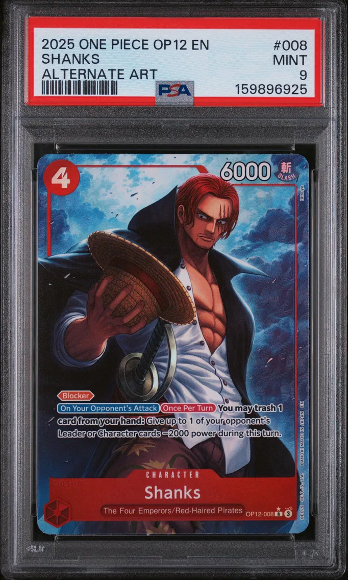 2025 #008 Shanks PSA 9 One Piece OP12-Legacy of the Master