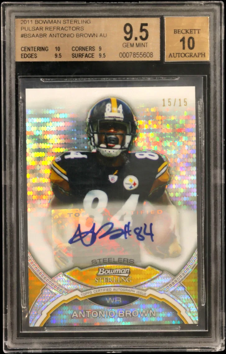 2011 #BSAABR Antonio Brown AU BGS 9.5 Bowman Sterling Pulsar Refractors