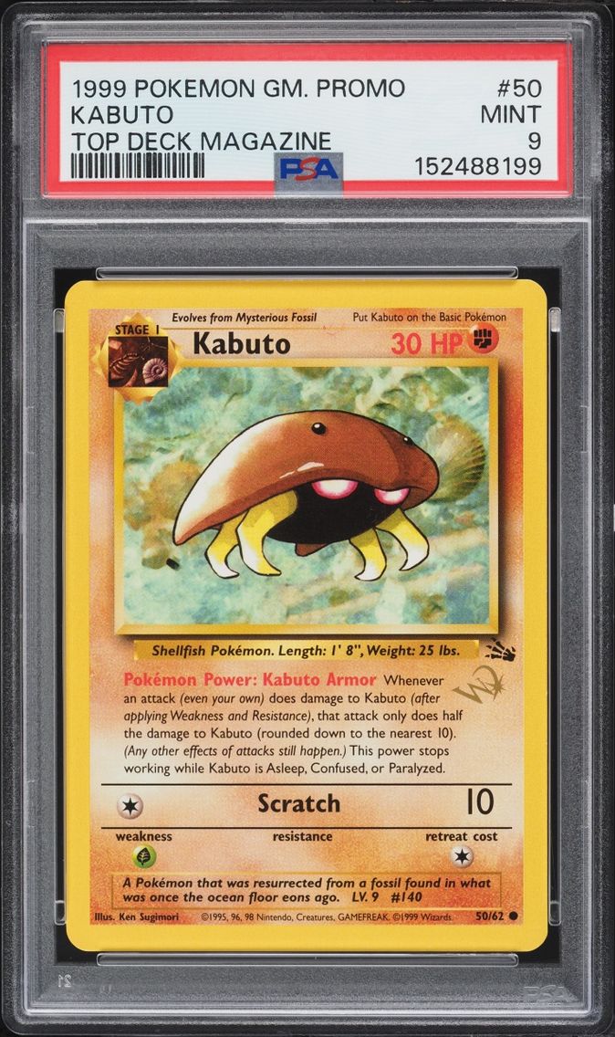 2000 #50 Promo Top Deck Magazine Gold Stamp Kabuto MINT PSA 9 Pokemon