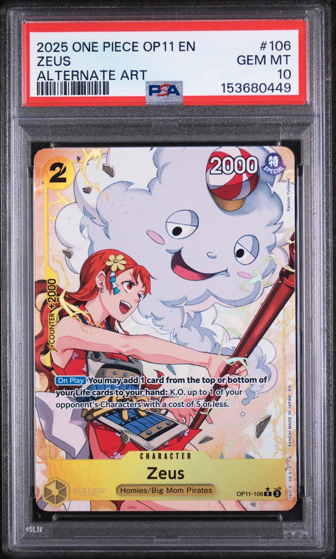 2025 #106 Zeus PSA 10 One Piece OP11-A Fist of Divine Speed