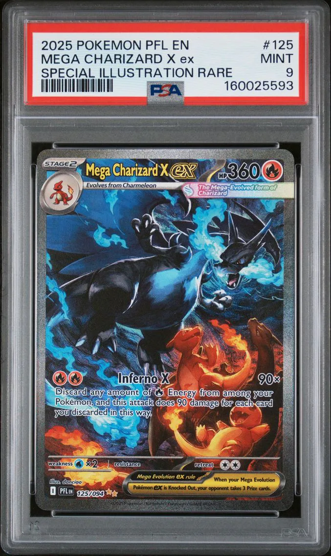 2025 #125 Mega Charizard X EX PSA 9 Pfl EN-Phantasmal Flames